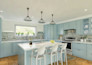 create 3d rendering living room, kitchen design by sketchup